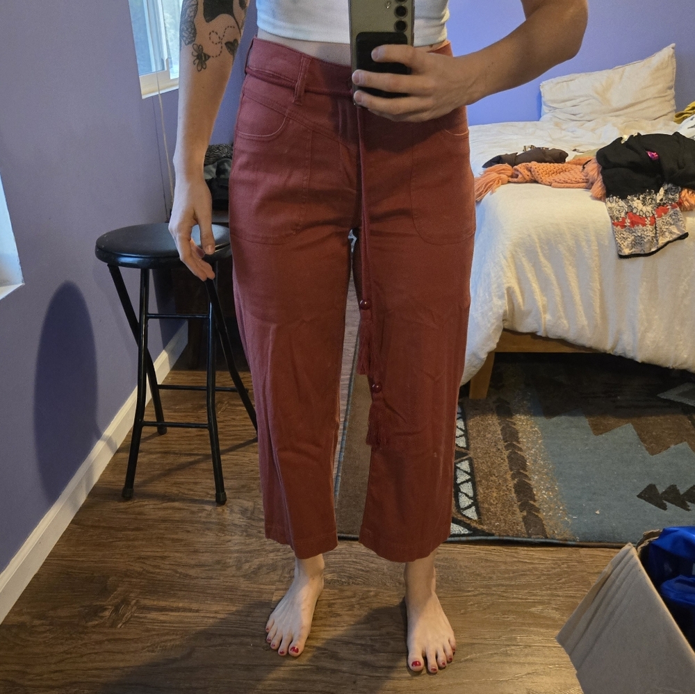 Liverpool Los Angeles Cropped Wide leg Pants Size 4/27  Color Terra Rouge